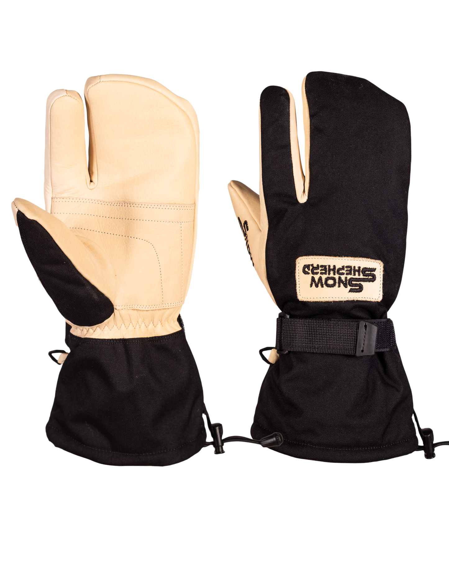 3-Finger-Handschuhe – Tan/Schwarz